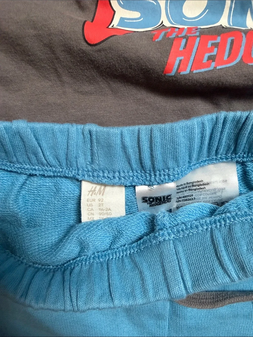 H&M Gray and Blue Sonic the Hedgehog Kids Matching Tee & Shorts Set